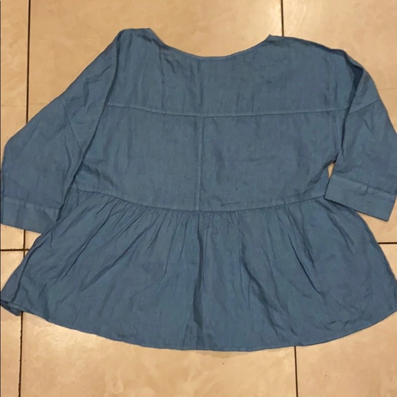 ✨FRAME DENIM✨💕 LINEN PEPLUM TOP IN BLUE HEAVEN💕 - Picture 9 of 9